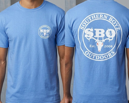 light blue short sleeve t-shirt new round SBO logo