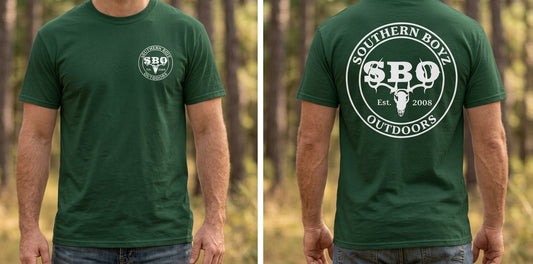 hunter green short sleeve t-shirt new round SBO logo