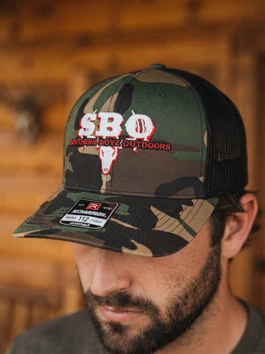 Green Camo/ Black white SBO Logo hat