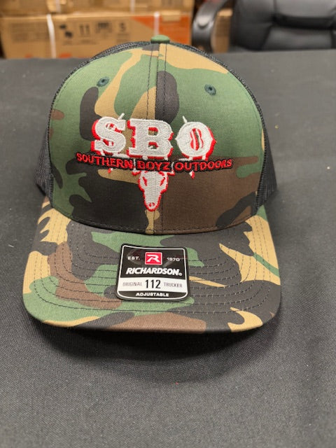 Green Camo/ Black white SBO Logo hat