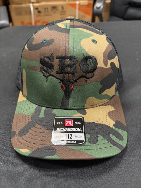 Green Camo/ black with Black SBO Logo