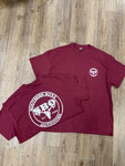 maroon short sleeve t-shirt new round SBO logo